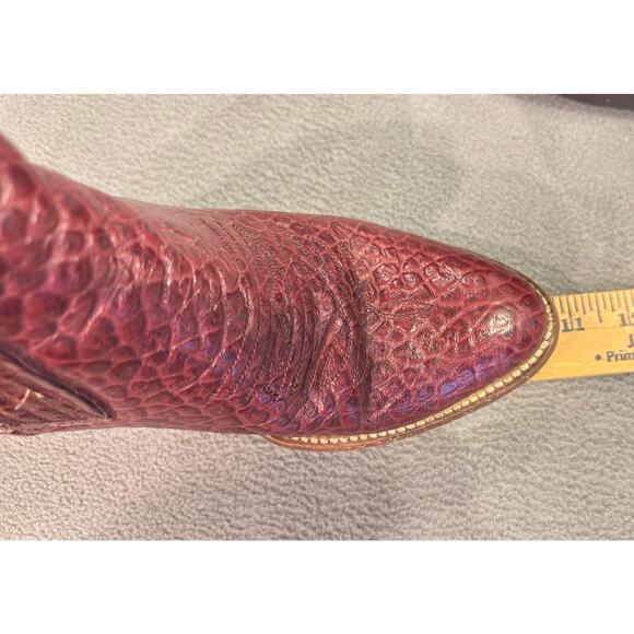 Rudel Genuine Leather Burgundy Croc Embossed Western Ankle Boots Women’s Size 8 - Picture 10 of 11